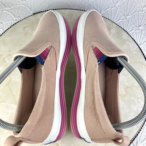 Sperry Shoes Womens 7 Pink Stripes Suede Crest Twin Gore Boat Platform Loafers - Picture 10 of 12